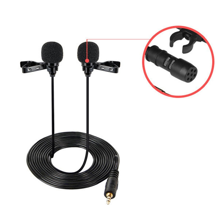 Wired Lavalier Microphone Condenser Double Head Microphone Two People Live Mobile Phone K Song Microphone, Specification: 515PU Bag(Black) - Consumer Electronics by buy2fix | Online Shopping UK | buy2fix