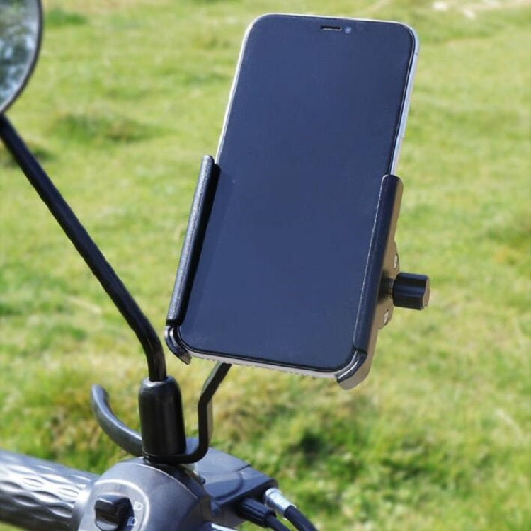 CYCLINGBOX Aluminum Alloy Mobile Phone Holder Bicycle Riding Takeaway Rotatable Metal Mobile Phone Bracket, Style:Rearview Mirror Installation(Titanium) - Holders by CYCLINGBOX | Online Shopping UK | buy2fix