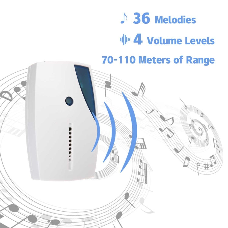 513E Waterproof LED Wireless Doorbell Remote Control Door Bell with 36 Tune Chimes Songs - Security by buy2fix | Online Shopping UK | buy2fix