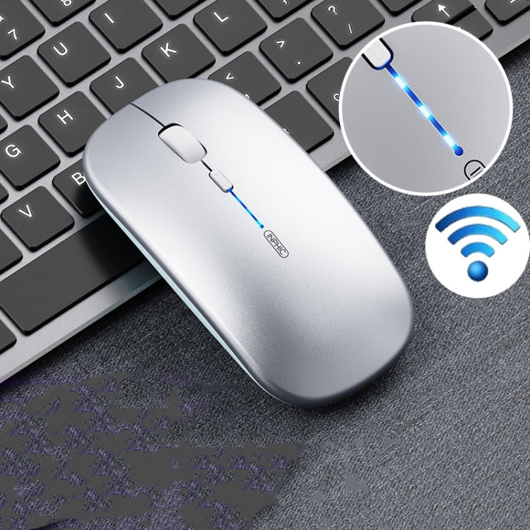 Inphic PM1 Office Mute Wireless Laptop Mouse, Style:Battery Display(Space Silver) - Wireless Mice by Inphic | Online Shopping UK | buy2fix