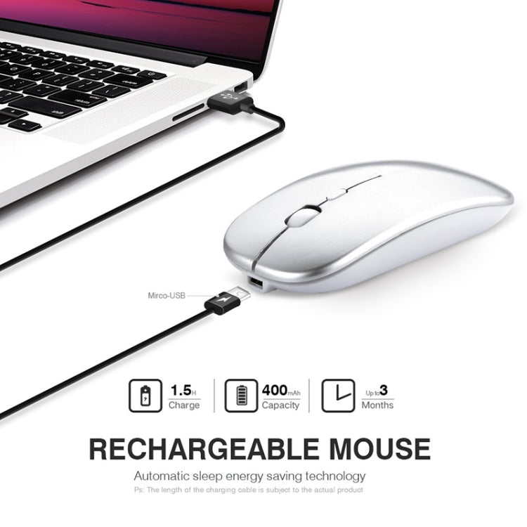 Inphic PM1 Office Mute Wireless Laptop Mouse, Style:Battery Display(Space Silver) - Wireless Mice by Inphic | Online Shopping UK | buy2fix