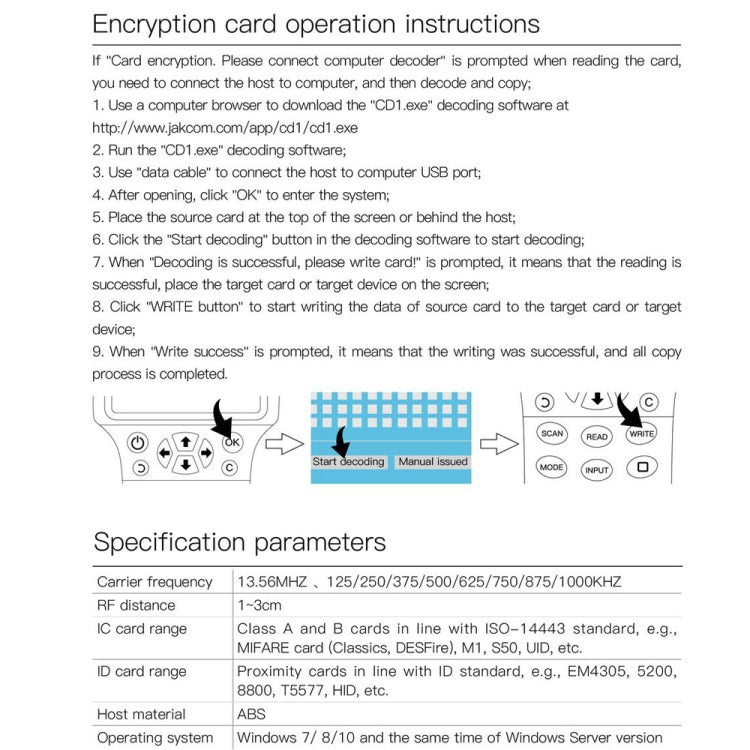 JAKCOM CD1 Access Control Proximity Card Duplicator RFID/ICID Card Reader Card Reader - Security by JAKCOM | Online Shopping UK | buy2fix