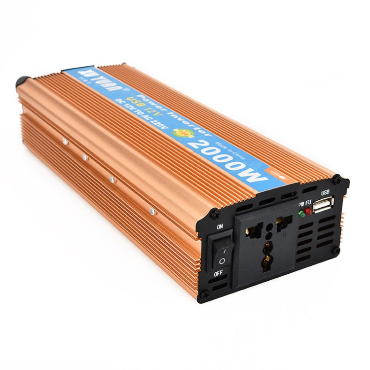 XUYUAN 2000W Inverter with USB Positive And Negative Reverse Connection Protection, Specification: Gold 24V to 220V - Modified Square Wave by buy2fix | Online Shopping UK | buy2fix