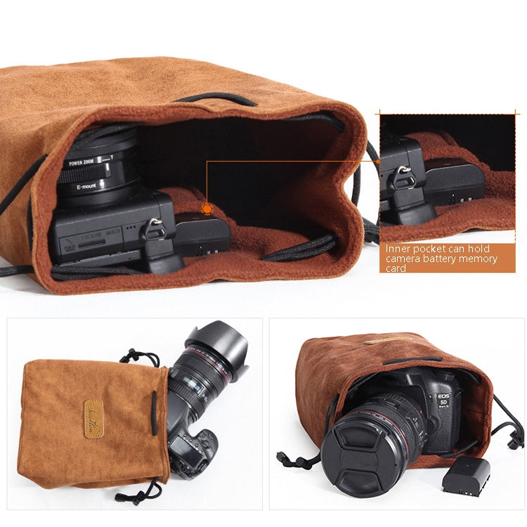 S.C.COTTON Liner Shockproof Digital Protection Portable SLR Lens Bag Micro Single Camera Bag Square Gray L - Camera Accessories by S.C.COTTON | Online Shopping UK | buy2fix