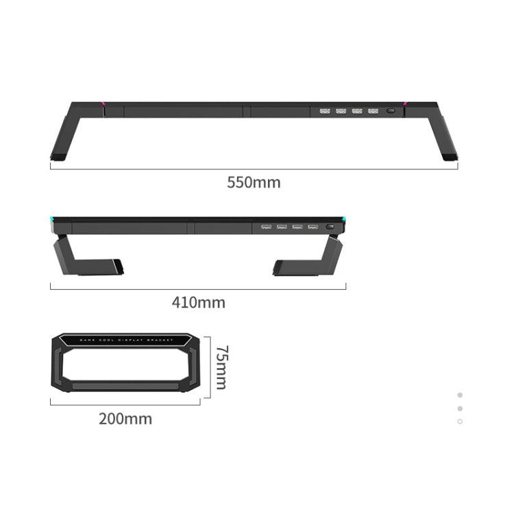 ICE COOREL T1 Monitor Increased Rack Foldable Laptop Stand With RGB Lighting & 4xUSB2.0 Expansion Interface(Moonlight White) - Computer & Networking by buy2fix | Online Shopping UK | buy2fix
