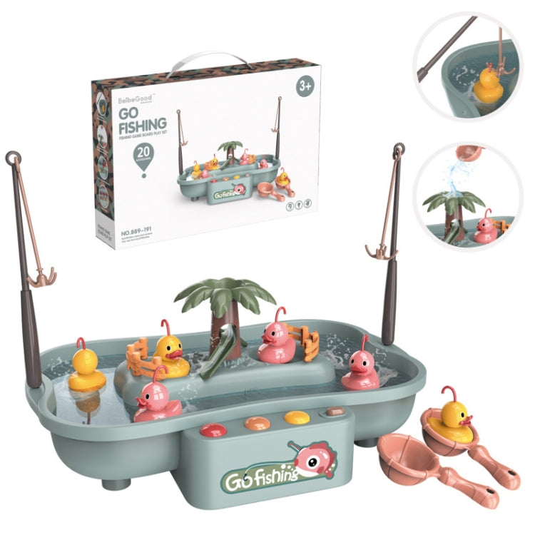 Play House Children Educational Electric Cycle Rotating Fishing Station Summer Water Game Toy Set, Colour: Green 6 Ducks - Music Toys by buy2fix | Online Shopping UK | buy2fix