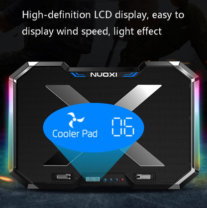 NUOXI Q8 Notebook Radiator LCD Screen Button Controllable RBG Luminescence Computer Cooling Base(Black) - Cooling Pads by NUOXI | Online Shopping UK | buy2fix