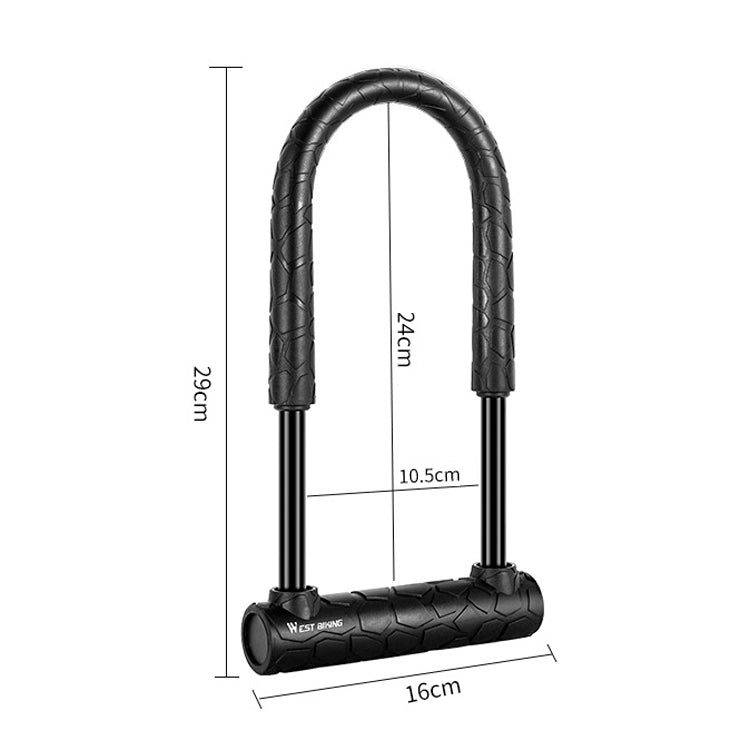 WEST BIKING Bicycle Lock Motorcycle Electric Car Anti-Theft Lock, Specification: Long U-shaped Lock - Bicycle Locks & Bicycle Pumps by WEST BIKING | Online Shopping UK | buy2fix