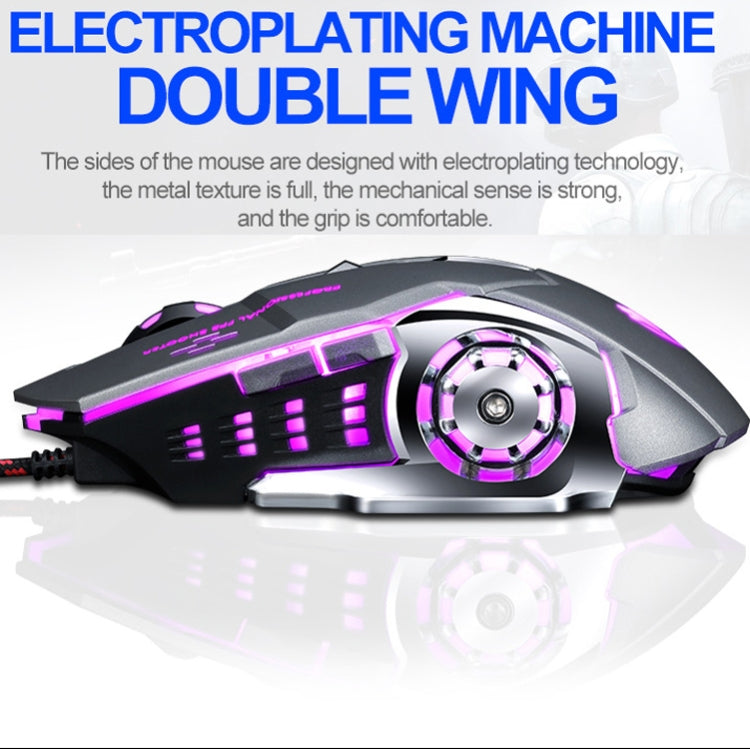T-WOLF V6 USB Interface 6-Buttons 3200 DPI Wired Mouse Gaming Mechanical Macro Programming 7-Color Luminous Gaming Mouse, Cable Length: 1.5m(Macro Definition Audio Version White) - Wired Mice by T-WOLF | Online Shopping UK | buy2fix