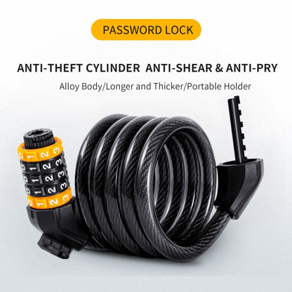 WEST BIKING YP0705061-0705062 Bicycle Password Lock Mountain Bicycle Strip Wire Anti-Theft Lock, Specification: 1.5M Five-digit - Bicycle Locks & Bicycle Pumps by WEST BIKING | Online Shopping UK | buy2fix