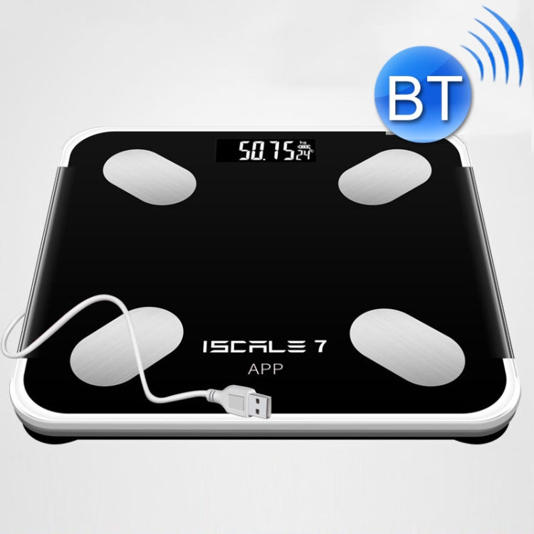 ISCRLE7 Smart Weight Scale Bluetooth Body Fat Measuring Instrument Light Energy Charging(Bright Black) - Body Scales by ISCRLE7 | Online Shopping UK | buy2fix