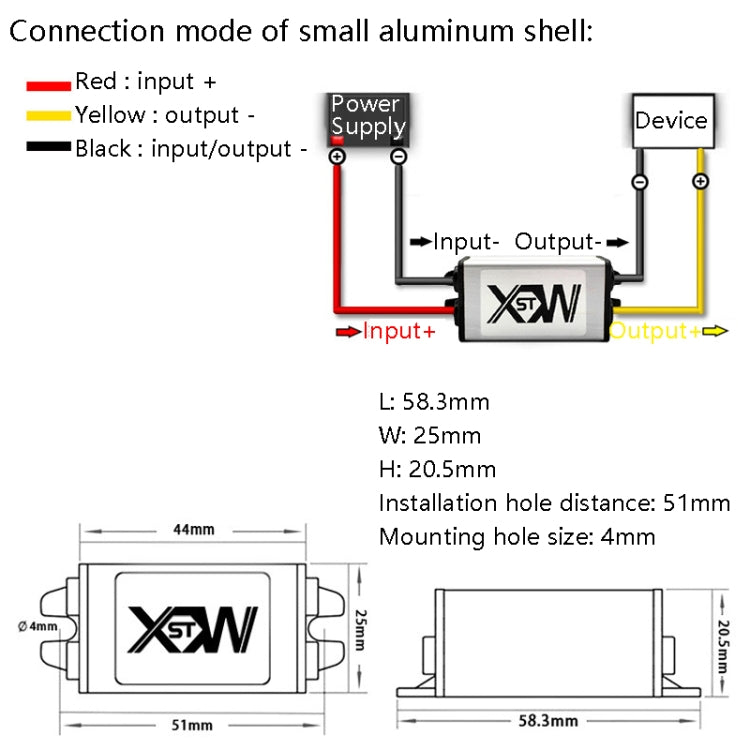 XWST DC 12/24V To 5V Converter Step-Down Vehicle Power Module, Specification: 12V To 5V 5A Small Aluminum Shell -  by buy2fix | Online Shopping UK | buy2fix