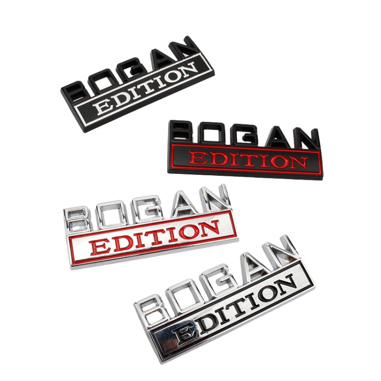 2 PCS Modified Side Door Metal Car Stickers Bogan Edition Label Leaf Board Nameplate Label(Black White) - Decorative Sticker by buy2fix | Online Shopping UK | buy2fix