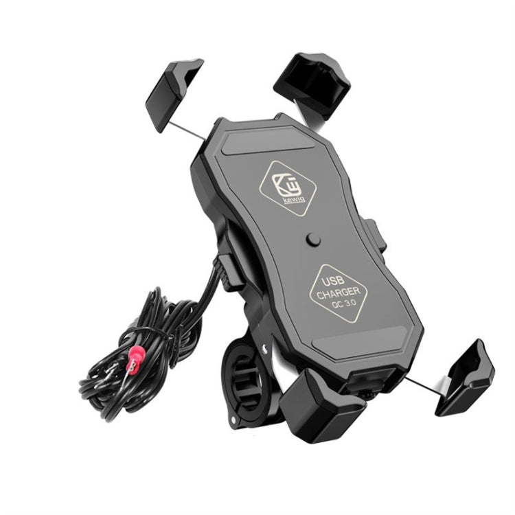 Kewig Motorcycle Outdoor Riding Four-Claw Fixed Mobile Phone Bracket QC3.0 Fast Charging Waterproof Holder(M11-B) - Holder by Kewig | Online Shopping UK | buy2fix