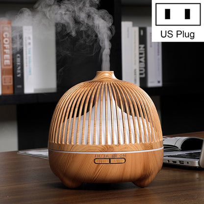 Bird Cage Wood Graphic Aromatherapy Machine Ultrasonic Smart Home Colorful Night Light Hollow Humidifier, Product specifications: US Plug(Light Wood Pattern) - Home & Garden by buy2fix | Online Shopping UK | buy2fix
