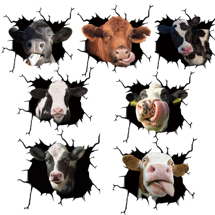 7 PCS Animal Wall Stickers Cattle Head Hoisting Car Window Static Stickers(Cow 07) - In Car by buy2fix | Online Shopping UK | buy2fix