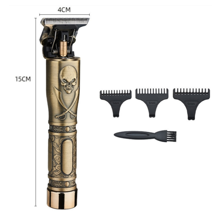 USB Vintage Engraving Skull Electric Hair Clipper(2588) - Hair Trimmer by buy2fix | Online Shopping UK | buy2fix