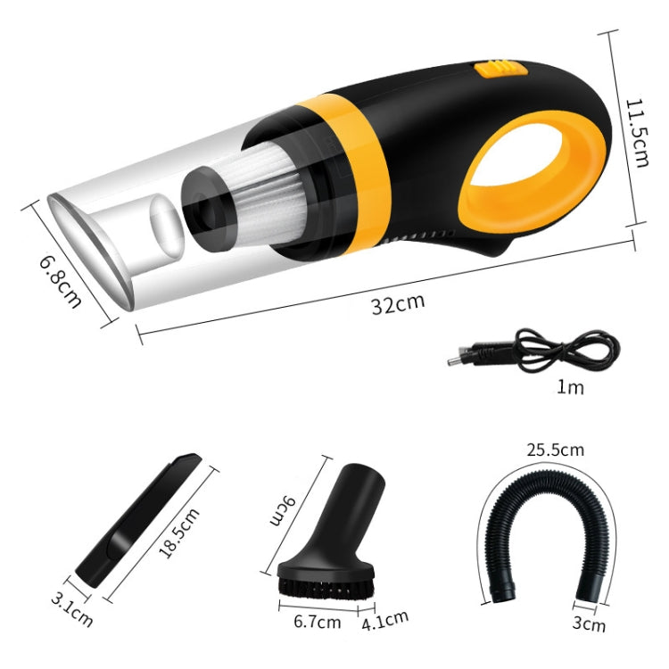 Car Vacuum Cleaner Wireless USB Charging High Power Small Handheld Vacuum Cleaner(Black Yellow) - In Car by buy2fix | Online Shopping UK | buy2fix