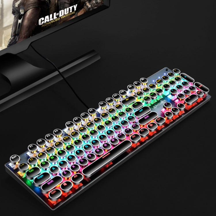 104 Keys Green Shaft RGB Luminous Keyboard Computer Game USB Wired Metal Mechanical Keyboard, Cabel Length:1.5m, Style: Punk Word Through Version (Black) - Wired Keyboard by buy2fix | Online Shopping UK | buy2fix