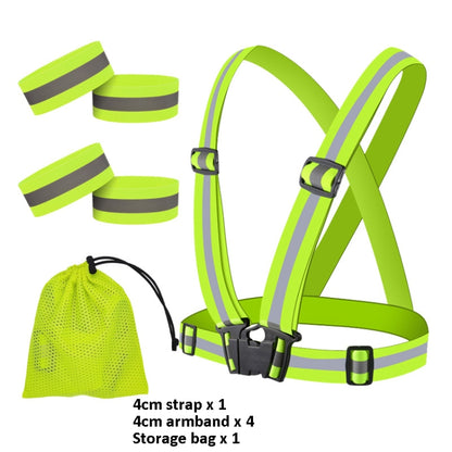 Reflective Elastic Band Suit Night Running Construction Site Traffic Safety Reflective Equipment,Style: 1 Strap+4 Arm Strap+Storage Bag - Workplace Safety Supplies by buy2fix | Online Shopping UK | buy2fix