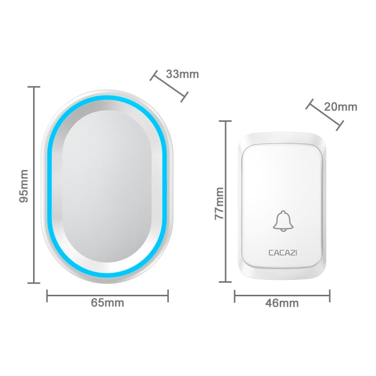 CACAZI A80 1 For 1 Wireless Music Doorbell without Battery, Plug:US Plug(White) - Security by CACAZI | Online Shopping UK | buy2fix