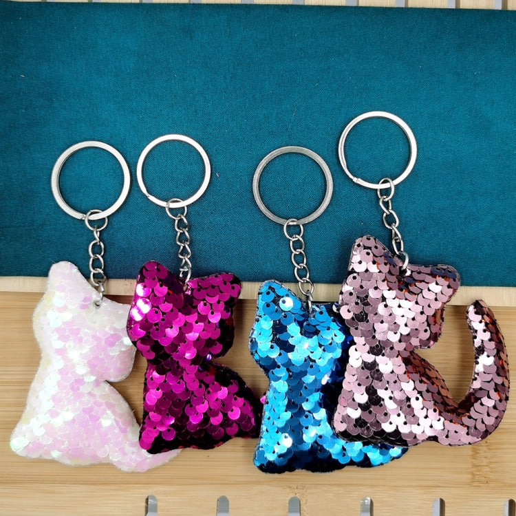 10 PCS PET Sequins Reflective Cat Keychain Bag Car Pendant, Colour: Sky Blue - In Car by buy2fix | Online Shopping UK | buy2fix