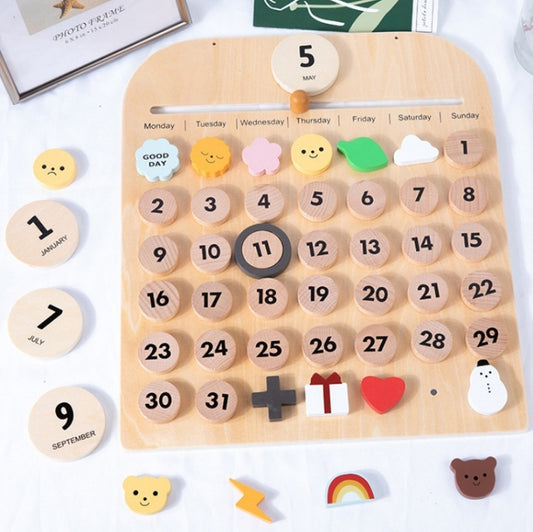 Children Room Wooden Perpetual Calendar Baby Cognitive Desktop Pendant, Spec: Plywood TC - Math Toys by buy2fix | Online Shopping UK | buy2fix