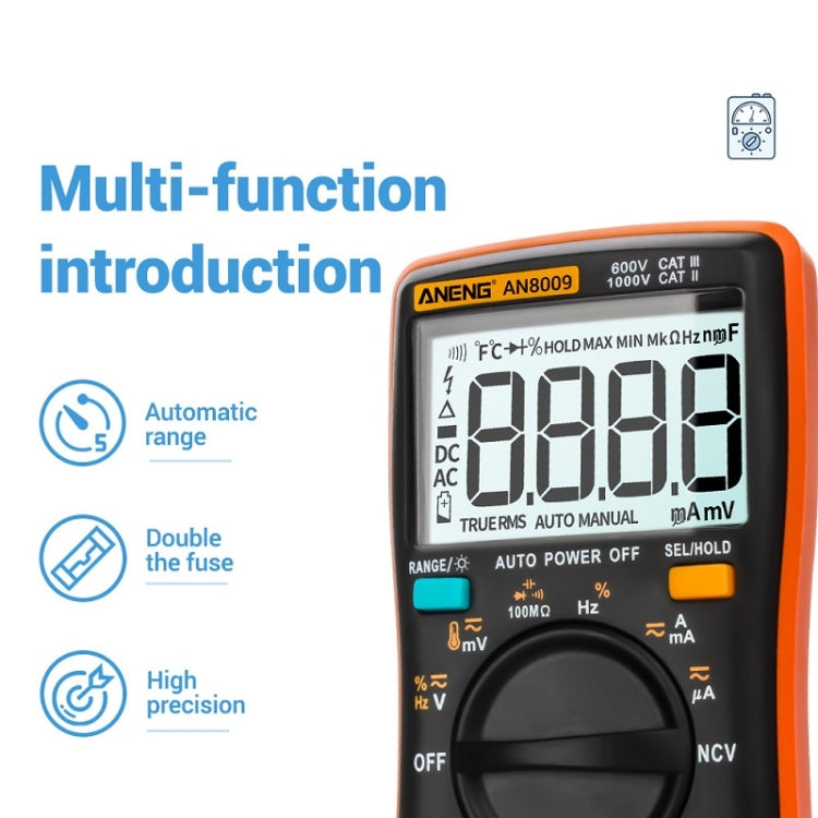 ANENG AN8009 NVC Digital Display Multimeter, Specification: Standard(Blue) - Current & Voltage Tester by ANENG | Online Shopping UK | buy2fix