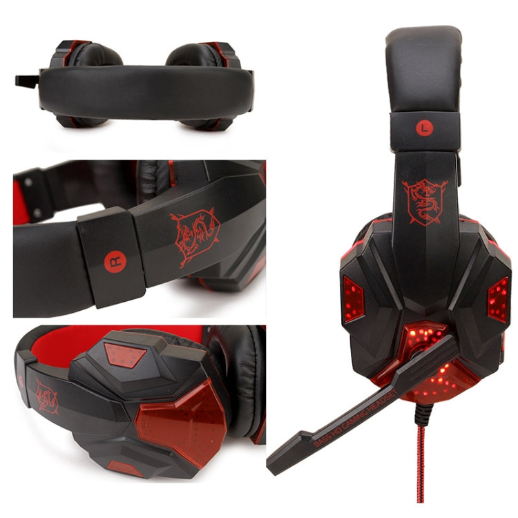Soyto SY830 Computer Games Luminous Wired Headset, Color: For PS4 (Black Red) - Multimedia Headset by Soyto | Online Shopping UK | buy2fix