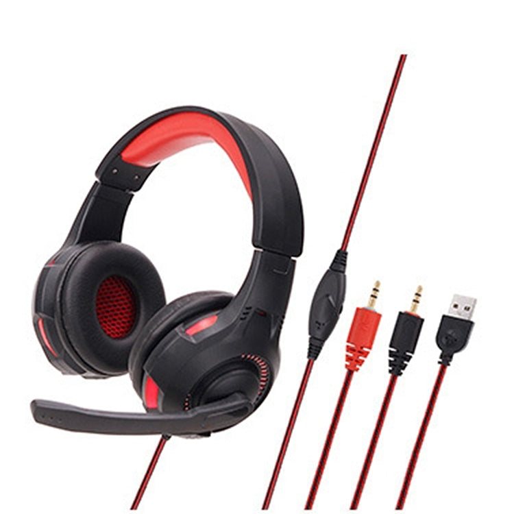 Soyto SY885MV Luminous Gaming Computer Headset For PC (Black Red) - Multimedia Headset by Soyto | Online Shopping UK | buy2fix