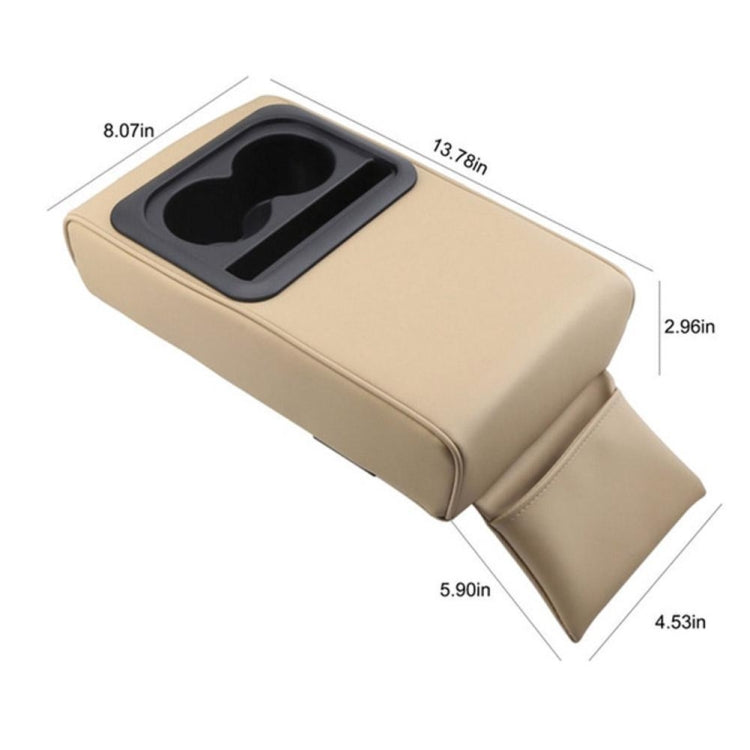 Car Armrest Box Increased Support With Rear Seat Water Cup Holder(Beige) - In Car by buy2fix | Online Shopping UK | buy2fix