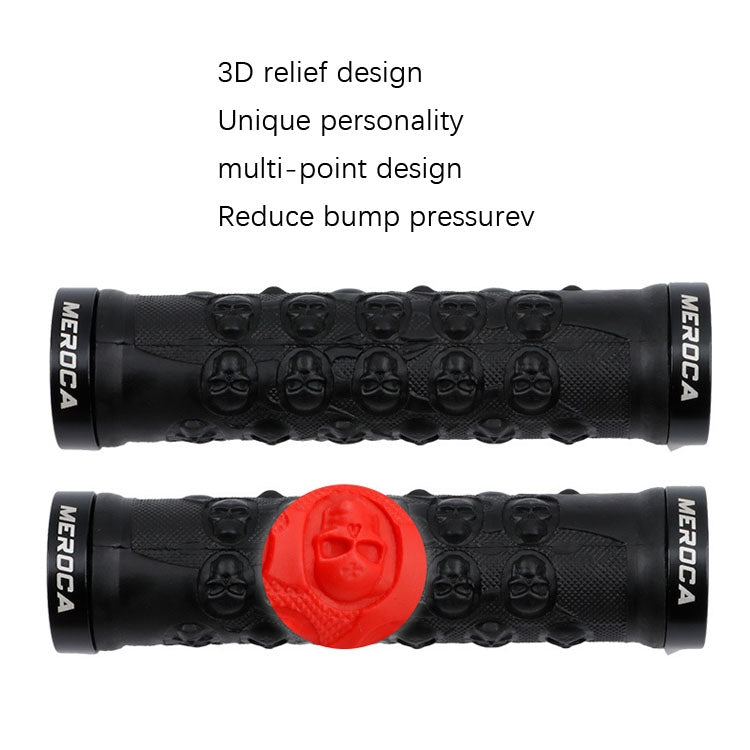 MEROCA Mountain Bike Anti-slip Shock Absorber Riding Grip Cover, Style: Bilateral Lock Skull ME23 Red - Outdoor & Sports by MEROCA | Online Shopping UK | buy2fix