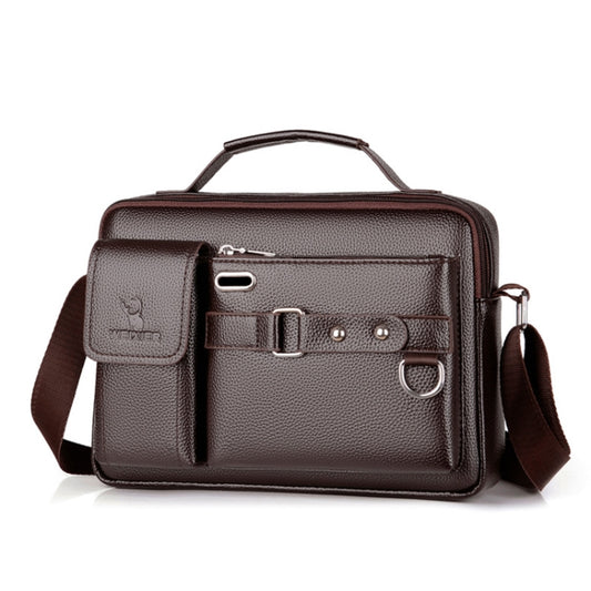 WEIXIER D235 Men Shoulder Bag Portable PU Leather Handbag(Brown) - Home & Garden by WEIXIER | Online Shopping UK | buy2fix