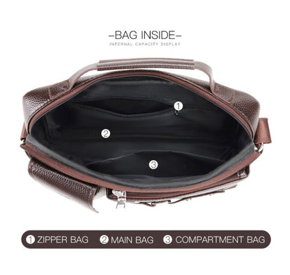 WEIXIER D235 Men Shoulder Bag Portable PU Leather Handbag(Brown) - Home & Garden by WEIXIER | Online Shopping UK | buy2fix