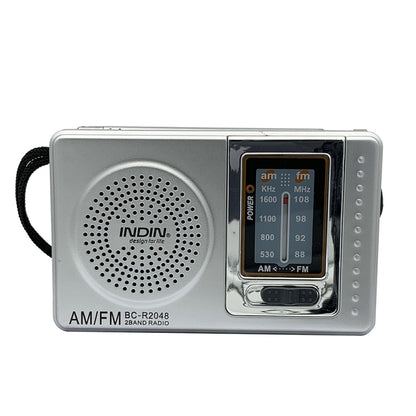 INDIN BC-R2048 AM FM Radio Telescopic Antenna Multifunction Mini Pocket Radio(Silver Gray) - Consumer Electronics by INDIN | Online Shopping UK | buy2fix