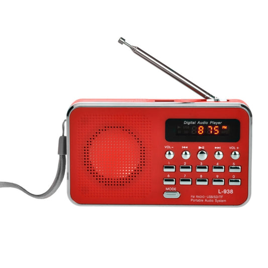 L-938  MP3 Audio Player FM Radio Support  SD MMC Card AUX-IN Earphone-out(Red) - Consumer Electronics by buy2fix | Online Shopping UK | buy2fix