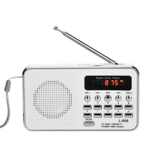 L-938  MP3 Audio Player FM Radio Support  SD MMC Card AUX-IN Earphone-out(White) - Consumer Electronics by buy2fix | Online Shopping UK | buy2fix
