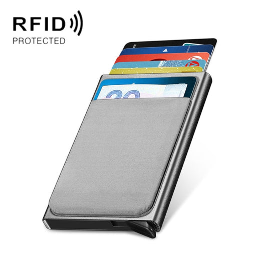NEWBRING Metal Wallet Automatic Pop-up Anti-degaussing Card Holder, Colour: Gray With Back Stickers - Antimagnetic RFID Package by NEWBRING | Online Shopping UK | buy2fix
