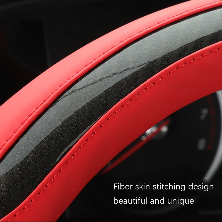 Leather Carbon Fiber Stitching Car Steering Wheel Set, Diameter: 38cm(Black White D Shape) - In Car by buy2fix | Online Shopping UK | buy2fix