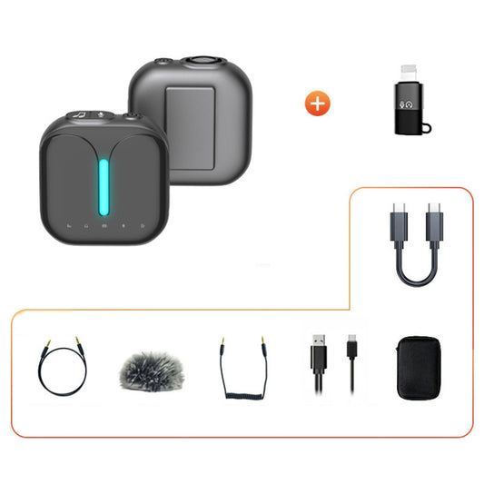 Outdoor Professional Noise-cancelling Wireless Lavalier Microphone Type-C+Apple Adapter - Consumer Electronics by elebest | Online Shopping UK | buy2fix