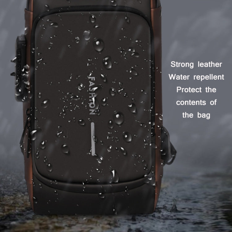 Men Multifunctional Waterproof Password Anti-theft Chest Bag(Gray Brown) - Crossbody Bags by buy2fix | Online Shopping UK | buy2fix