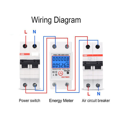 SINOTIMER DDS6619-526L-2 Can Reset Zero Backlight Display Single-phase Rail Electric Energy Meter - Current & Voltage Tester by SINOTIMER | Online Shopping UK | buy2fix