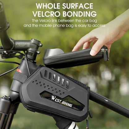 WEST BIKING Bicycle TPU Hard Shell Front Beam Bilateral Mobile Phone Bag(Black) - Bicycle Bags by WEST BIKING | Online Shopping UK | buy2fix