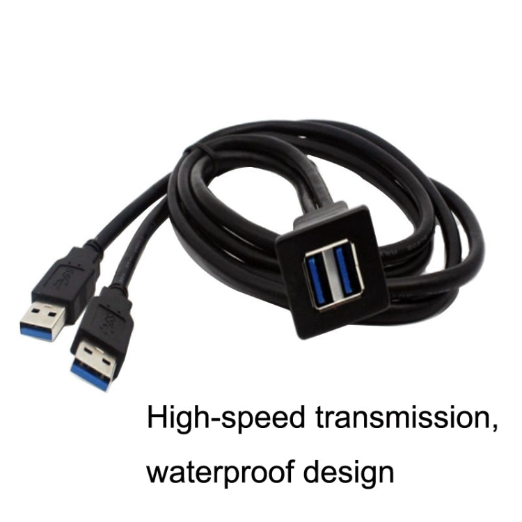 RF-56 Dual-port USB3.0 Waterproof Cable Car Dashboard Audio Extension Line, Cable Length: 1m - In Car by buy2fix | Online Shopping UK | buy2fix