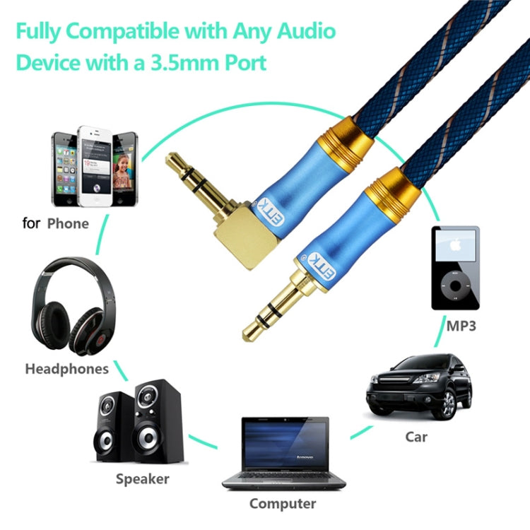 EMK 90-Degree Car 3.5mm Audio Cable Extension Cable, Cable Length: 1M(Blue) - Aux Cable by EMK | Online Shopping UK | buy2fix