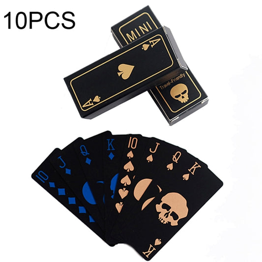 10 PCS Fluorescent PVC Skull Playing Cards Waterproof  Playing Cards,Size: 3.2 x 8.7cm Blue+Gold - Gambling by buy2fix | Online Shopping UK | buy2fix