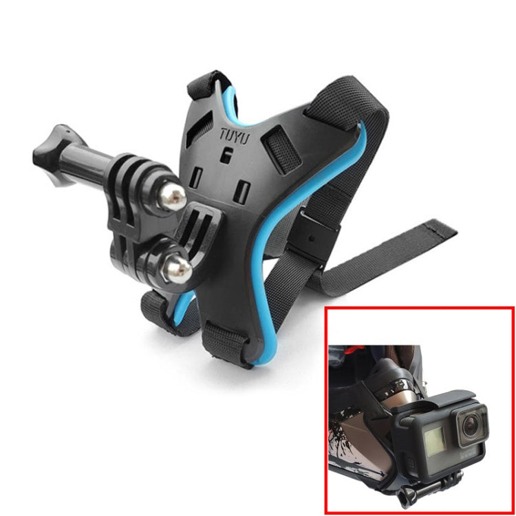 TUYU Motorcycle Helmet Chin Action Camera Mobile Phone Mounting Bracket Blue Bracket - DJI & GoPro Accessories by TUYU | Online Shopping UK | buy2fix