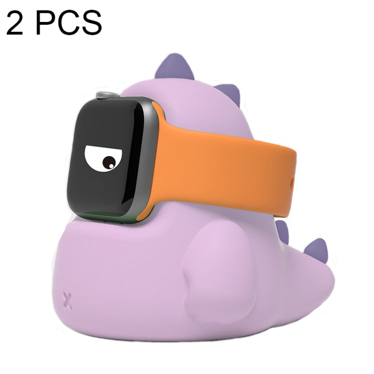 2 PCS H003 Cute Dinosaur Shaped Silicone Charging Stand without Watch For Apple Watch(Purple) - Smart Wear by buy2fix | Online Shopping UK | buy2fix