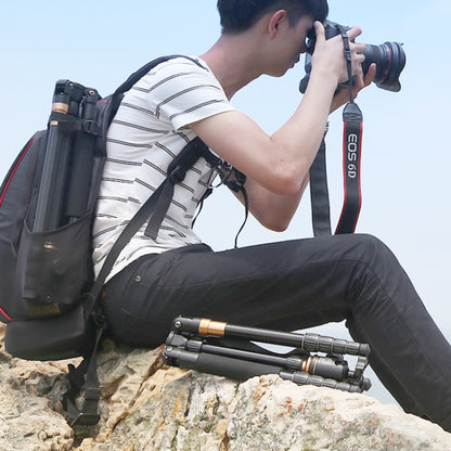 QingZhuangShiDai Q666 Portable Travel SLR Camera Aluminum Magnesium Alloy Tripod(Black) - Tripods by QingZhuangShiDai | Online Shopping UK | buy2fix