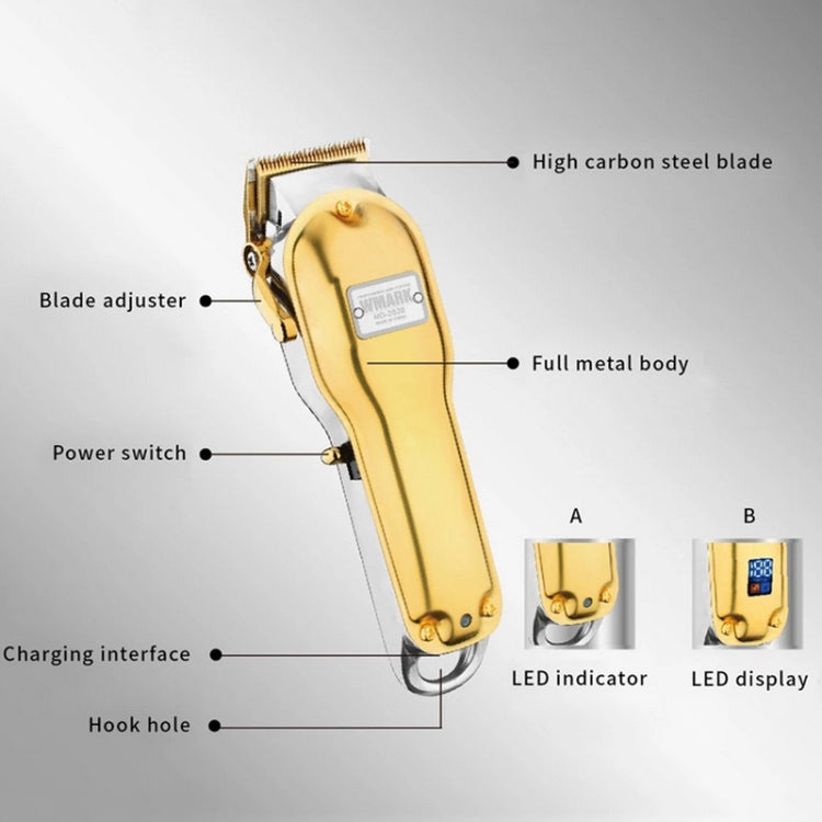WMARK NG-2020B Metal Hair Clipper With LED Display Rechargeable Clipper, EU Plug, Color: Gold - Hair Trimmer by buy2fix | Online Shopping UK | buy2fix